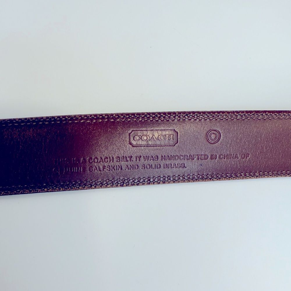 Coach Men’s Black Leather Belt, Solid Brass Silver Buckle, Calfskin Sz 42 - Picture 5 of 6